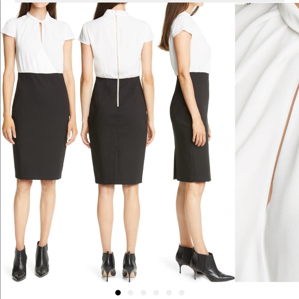 Ted Baker London Daylla Two-Tone Mock Neck Pencil Dress